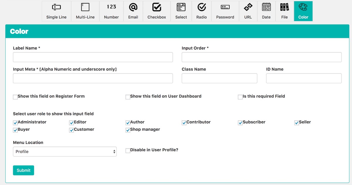 Frontend Dashboard Extra Color